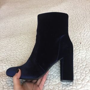 Navy Velvet Sock Booties: NWT